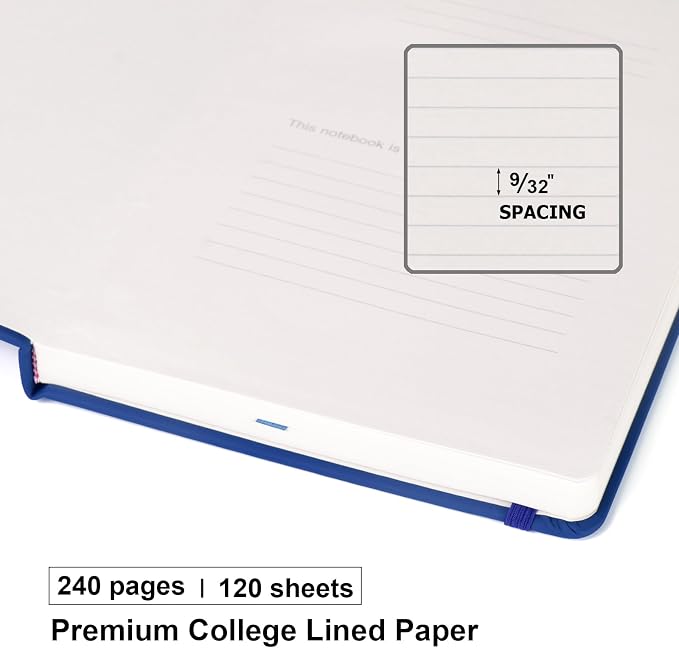 Comix 6 Pack Lined Journal Notebooks for Work, 240 Pages, 5.5"x8.3", Navy Blue, Hardcover, A5 Medium College Ruled, Journaling Notebooks for Notes-taking, Fits for Office School Home