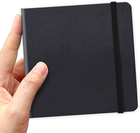 5x5 Inch Black Paper Sketchbook,Small Hardcover Mixed Media Sketch Pad | PU Cover,150 GSM Acid Free Artist Drawing Paper,Travel Journal Blank Notebook for Adults Sketching,Illustration.