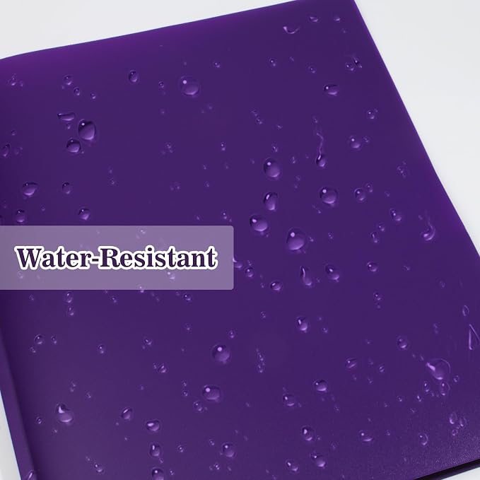 60-Pack Plastic Folders with Pockets and Prongs, 2-Pocket Poly Folders with 3 Fasteners Holds 8-1/2" x 11" Paper for School/Office/Home, Purple