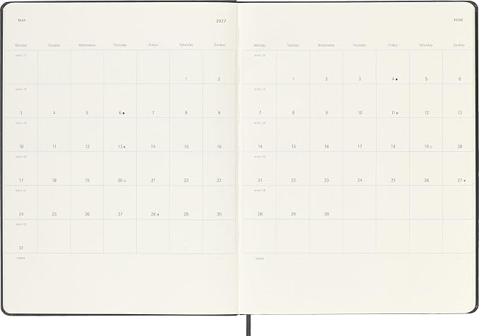 Moleskine Classic 18 Month 2026-2027 Weekly Planner, Hard Cover, XL (7.5" x 10"), Black, 208 pages