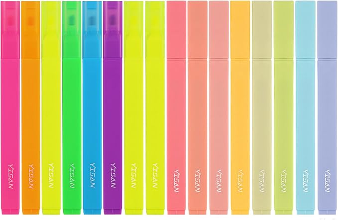 YISAN Highlighters Pastel No Bleed,Assorted Colors Bible Pens,Aesthetic,Soft Tip for Book,Journal,70962