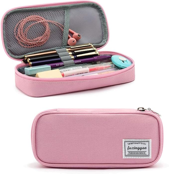FUXINGYAO Pencil Case, Multi- Slot Pencil Pouch, Portable Pencil Bag, Pen Case for& Office(pink)