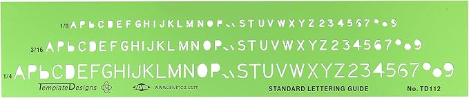 ALVIN TD112, Standard Lettering Guide Template, Drawing and Drafting Tool Architecture, and Design Template, Great for Students, Hobbyists, and Professionals