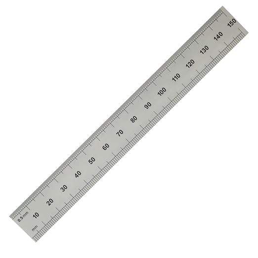 PEC Tools 6" x 150mm Machinist Metal Ruler, 1/25" Thick X 3/4" Wide, Satin Chrome Finish Tempered Stainless Steel Ruler, Measurement Markings 1/32",1/64", 0.5mm, 1mm, Made in USA