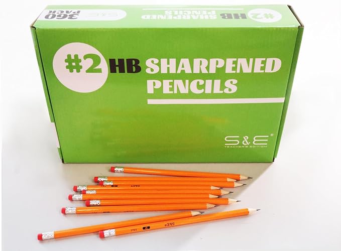 S & E TEACHER'S EDITION 360 Pack Pre-sharpened #2 Pencils with Erasers – HB Lead Bulk Pencil for Classroom, Home & Office – No.2 Pencils Back to School
