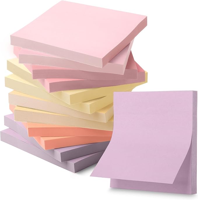 Mr. Pen- Sticky Notes, 3"x3", 12 Pads, 600 Sheets, Colorful | Sticky Notes Bulk, Self-Stick Note Pads, Perfect for Office, School, Home, Study & Organization
