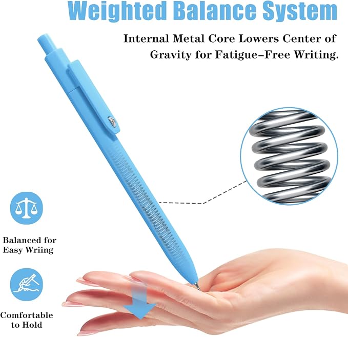 Vitoler Cute Gel Pens, 8 Pack 0.5mm Fine Point Pens with Fidget Quick Dry | For Women, For Teachers, For Nurses, Smooth Writing, Liquid Ink, For Badge, Black ink, Felt Tip, Medium Point, For Journaling