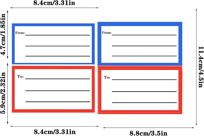 to from Return Address Mailing Labels 60 Sheet Blank Mail Shipping Label | Postage Guaranteed Stickers 3.5x4.5'' Self Adhesive Handwriting to/from Address Tags Sticker for Package School,Home,Office