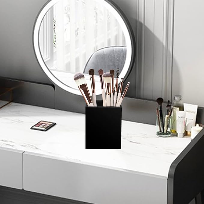 Ptaedex Acrylic Pen Holder Organizer, Black Pencil Holder for Desk, 2 Pack | Pen Holder for Desk, Pen Cup Holder, Makeup Brush Holder, Marker Organizer Office Supplies, Desk Decor for Office Home School
