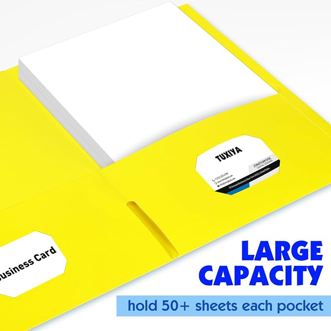 TUXIYA Folders with Pockets, 2 Pocket Folders 60 Pack, Assorted 10 Colors, Letter Size Thick Paper Pocket Folder for School Office Business Home