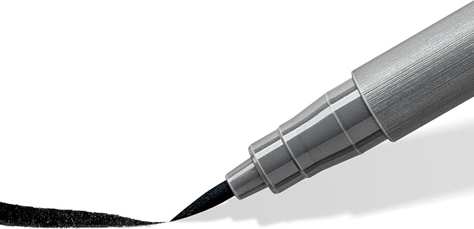 STAEDTLER Pigment Arts Soft Brush Pen, Grey Colours, Pack of 6 Pens, 372 C6