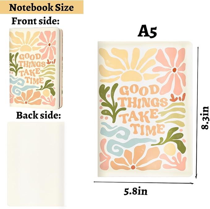 Trendy Preppy Hardcover Ruled Journal Notebook 200 Sheets (5.8 x 8.3) | Journal College Ruled Notebooks, Trendy Hardcover Notebook for Teacher, Teen, Girls, Office Supplies Planner
