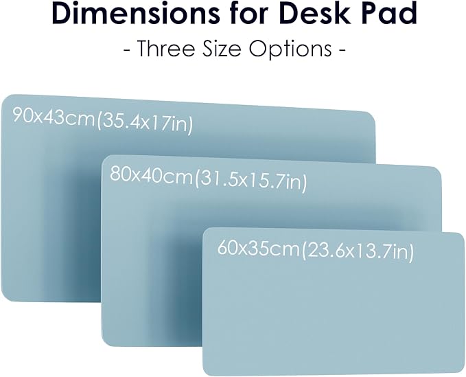 Leather Desk Pad Protector, Waterproof Mouse Pad, PU Desk Mat, Office Desk Cover, Desk Writing Mat for Office/Home/Work/Cubicle (Light Blue) 31.5x15.7 in