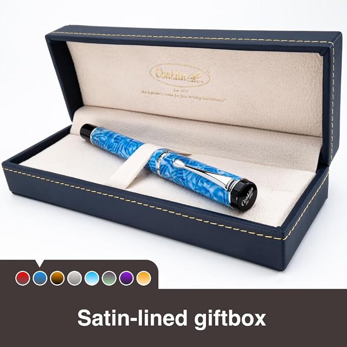 Conklin Duragraph Fountain Pen Ice Blue - Extra Fine Nib, Precision Writing Instrument with Cool Blue Finish