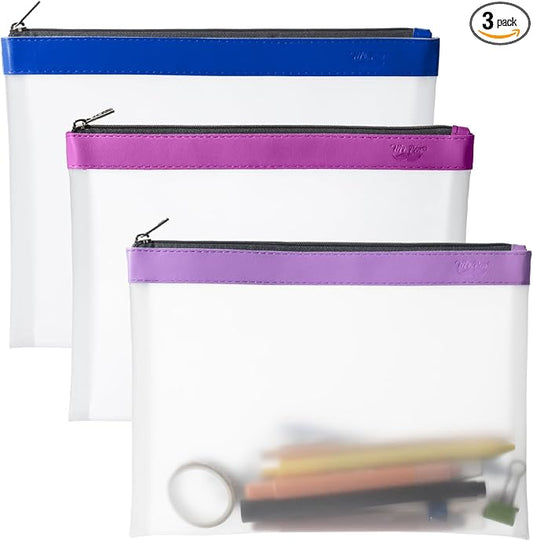 Mr. Pen- Clear Pencil Pouch, 9" x 6.88", 3 Pack, Durable TPU Material | Large Water-Resistant Pencil Bags with Smooth Zipper, Multipurpose Clear Pouch for Stationery, School, Office