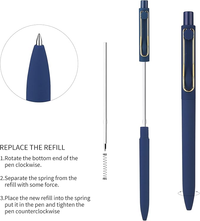 WY WENYUAN Metal Ballpoint Pens, 1.0mm Smooth Writing Black Ink, Aesthetic Metallic Pen with Clip, Elegant Office School Gift Pen for Teachers, Women, Coworkers, Journaling Note Taking