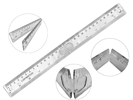 Innovative Design Clear Folding Ruler, Foldable from12 to 6" | Unfolds to a length of 30cm (12"), Reduces to a compact size of 15cm(6 ") When Folded, Ruler 12", Compacted into Pencil Case