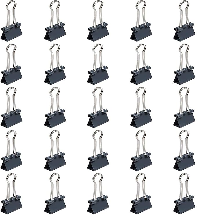 JAM PAPER Colorful Binder Clips - Small - 3/4 Inch (19 mm) - Grey Binderclips - 25/Pack