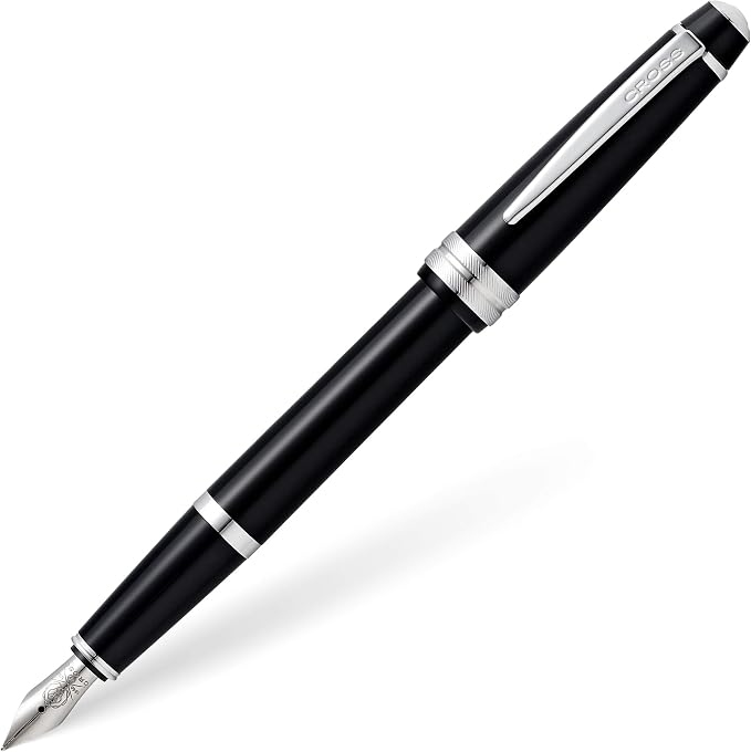 Cross Bailey Light Polished Black Resin Extra-Fine Nib Fountain Pen - Professional Pen for Effortless Writing - Journaling, Note-Taking & More - Black Ink - Easy Handling - Includes Gift Box