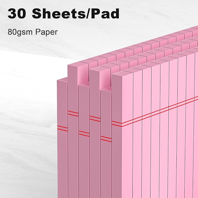 AILZFEI 6pcs Small Note Pad 5x8 College Ruled Pink Legal Pads Paper Notepads 6 Pack Study Back Writing Pads 5 x 8 Legal Pads Perforated Narrow Ruled Pads of Paper Pink