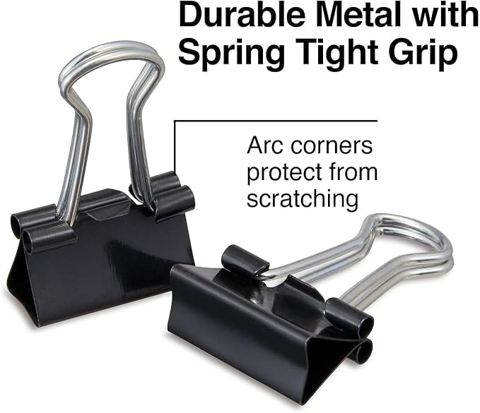 Staples Mini Binder Clips, 0.25" Capacity, Black, 144 Pack – Extra‑Small Clips for Receipts, Labels & Paper Sorting