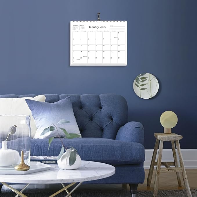Small Wall Calendar 2026-2027 - Mini Calendar 2026-2027 from July 2026 - December 2027, 18 Months Little Calendar with Premium Paper, 6" x 8", Black