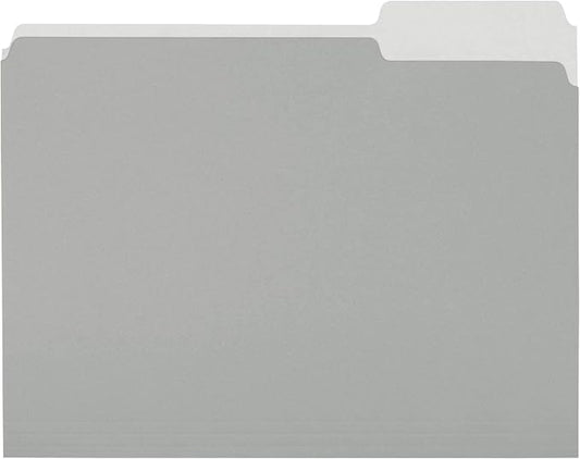Amazon Basics File Folders for Organization, Letter Size, 1/3 Cut Tab, Gray, (Pack of 360)