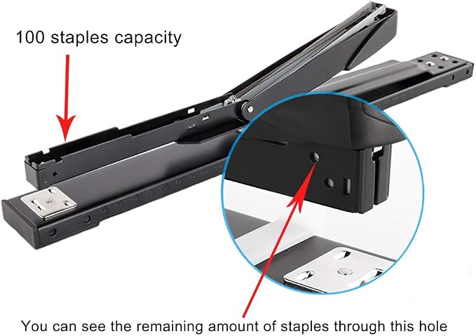 Long Reach Stapler Office Staplers Desktop Stapler, 50 Sheets Capacity Long Arm Staplers with 1600pcs 23/8 Staples (Black, 50 Sheets Capacity)