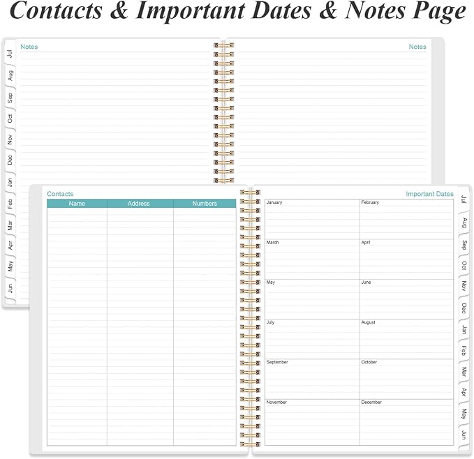 2026-2027 Planner - Planner 2026-2027 from July 2026 - June 2027 with 12 Monthly Tabs, Flexible Cover, Inner Pocket, 8.5" x 11", Blue Watercolor