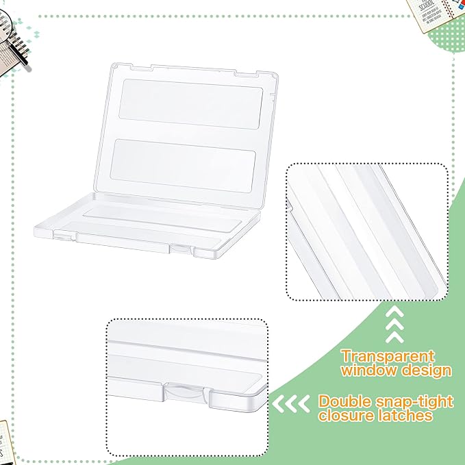 Outus 6 Pieces A4 File Box Paper Photo Storage Box A4 Portable Project Case Clear Plastic Document Magazine Organizer for Back to School Office Supplies Accessories