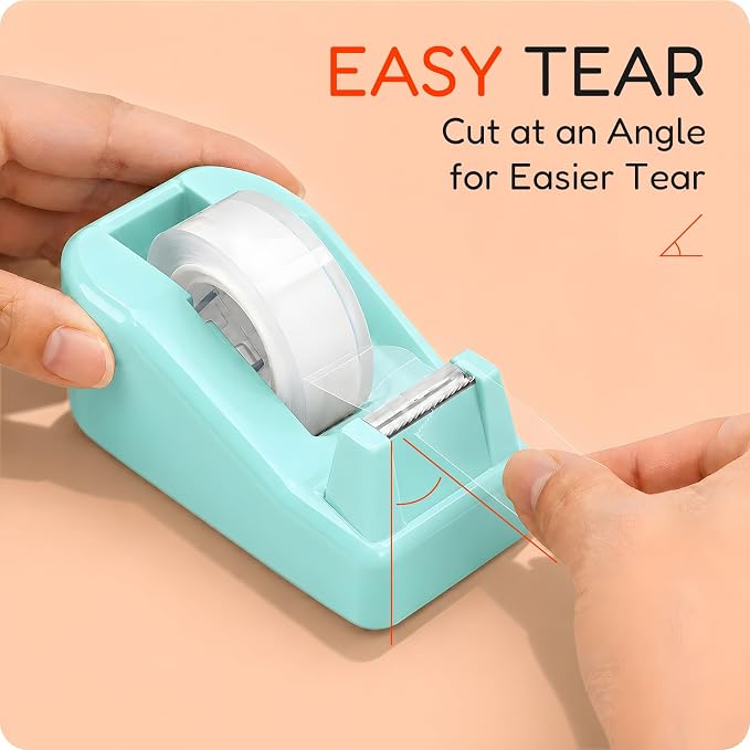 Lightweight Desktop Tape Dispenser, Tape Holder with 6 Rolls Transparent Tape, Stable Non-Skid Base for Office, Home & School, 1-Inch Core (0.71 in x 1000 in Each)