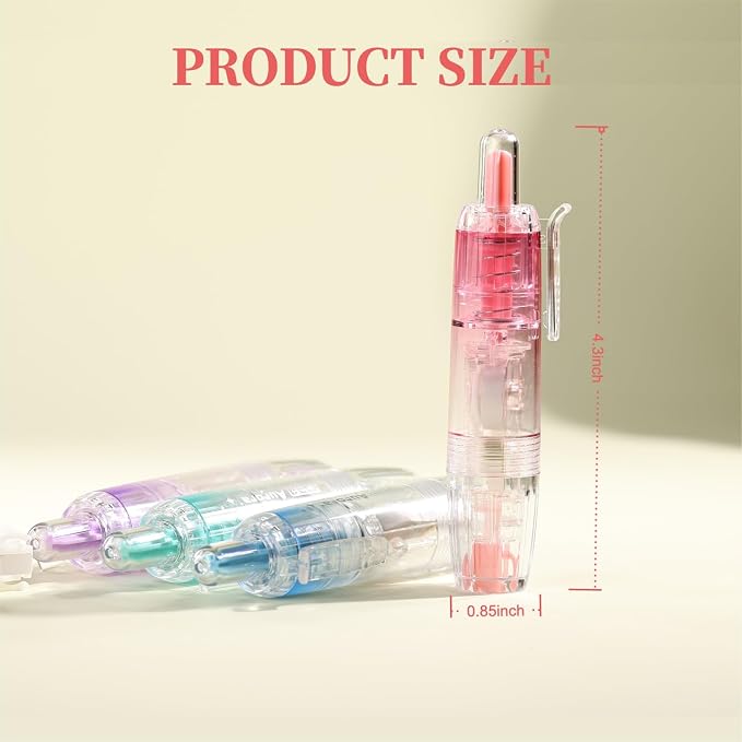 Refillable Correction Tape, 157 ft Total – 2 Pre-Filled Dispensers + 6 Snap-In Refills, School & Office Supplies, Pink & Blue
