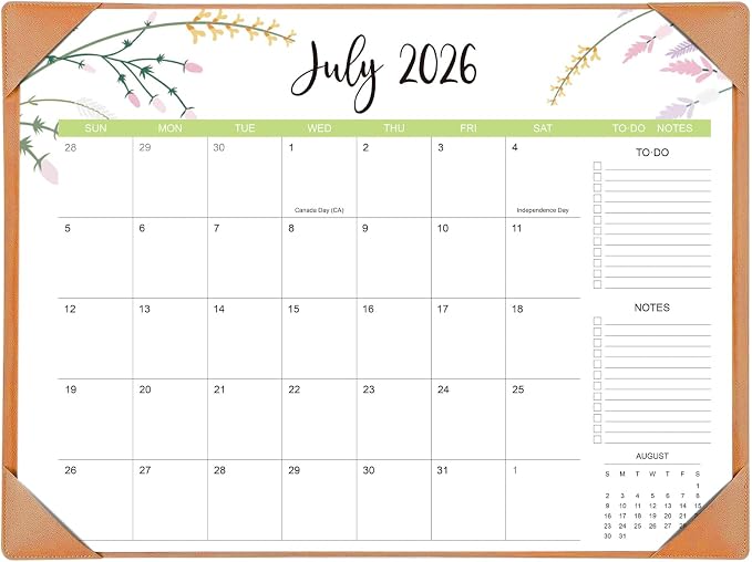 Desk Calendar 2026 with Desk Mat – 22" x 17" Large Desk Pad Calendar Runs from July 2026 to December 2027, Floral Design Desktop Calendar for Home, Office
