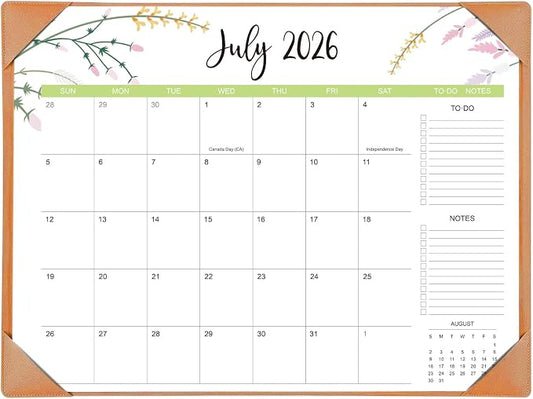 Desk Calendar 2026 with Desk Mat – 22" x 17" Large Desk Pad Calendar Runs from July 2026 to December 2027, Floral Design Desktop Calendar for Home, Office