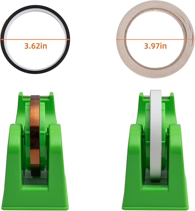 Desktop Tape Dispenser Adhesive Roll Holder (Fits 1" & 3" Core) with Weighted Nonskid Base (1Pack-Green)