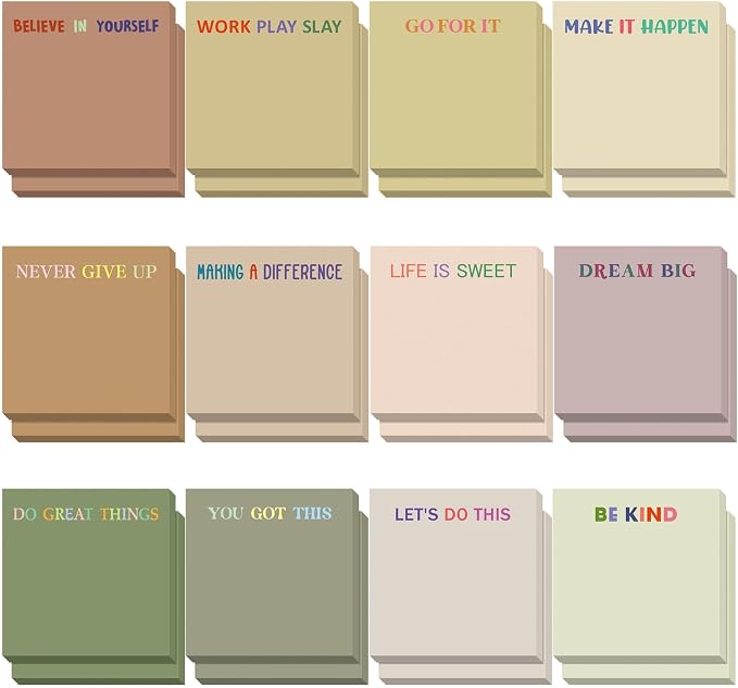 Yinder 24 Pcs Sticky Notes Gifts Bulk,Motivation,Boho