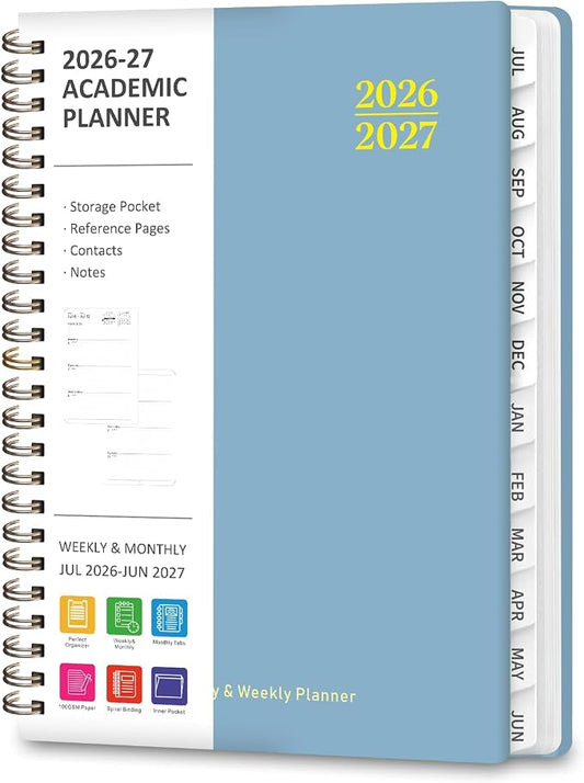 Planner 2026-2027, Weekly and Monthly Academic Planner, July 2026 - June 2027, Hardcover Calendar Agenda Book for School Year Planning, School Supplies for Teacher and Student, A5(6.3'' x 8.5'')