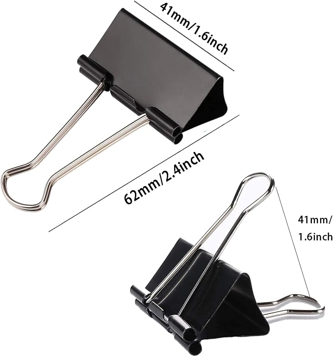 Medium Binder Clips 1.6 Inch (60 Pack), Large Binder Clips Medium Paper Clamps for Office and Home Supplies, Black | Large binder Clips medium paper clamps for Office and Home Supplies