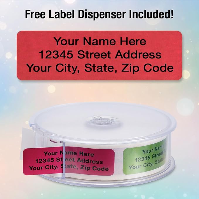 Colorful Images Personalized Return Address Labels | Metallic Rainbow Foil, 250 Count, Self-Adhesive, With Dispenser, Customize with Name & Shipping Address