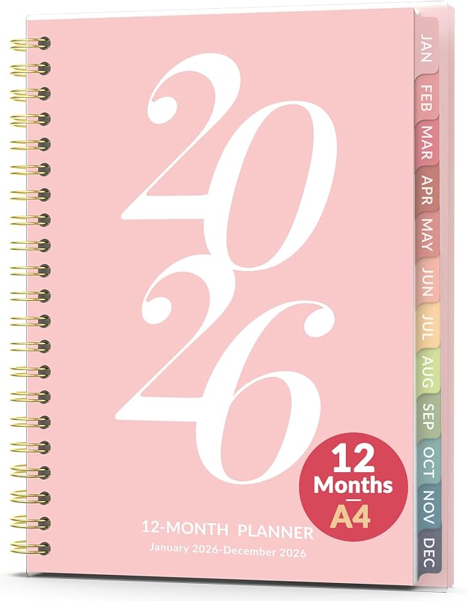 Forvencer 2026 Planner Weekly and Monthly, Jan - Dec 2026, 8.5” x 11”, Large Agenda Planner for Women, Aesthetic Calendar Planner with Spiral Bound, Month Tab, Flexible Cover for School Office, Pink