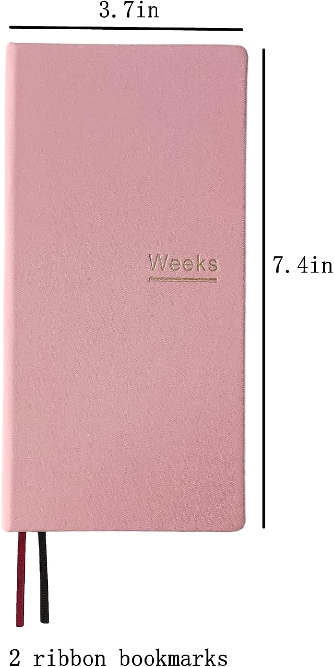 Undated Weekly Planner Notebook Pocket Organizer Appointment Book Journal Notebook A6 Week Plan Notepad (Pink with cover)