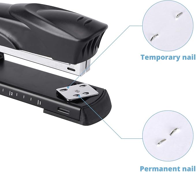 Long Reach Stapler,with 2000 Staples & Stapler Remover Full Strip，20-25 Sheet Capacity,with Built-in Ruler and Adjustable Locking Paper Guide, Gray