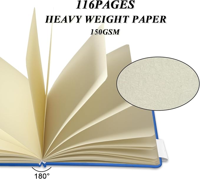 5" x 5" Hardcover Sketch Book,Small Mixed Media Sketch Pad,58 Sheets 150GSM Acid-Free Artist Drawing Paper,Travel Journal Blank Notebook for Adults Painting,Illustration,Art Supplies.Navy Blue