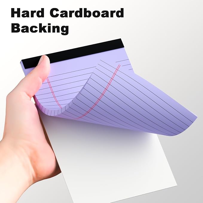 AILZFEI 6pcs Small Legal Pad 5x8 College Ruled Purple Legal Pads Notepads 6 Pack Study Back Writing Pads 5 x 8 Perforated Narrow Ruled Pads of Paper Purple