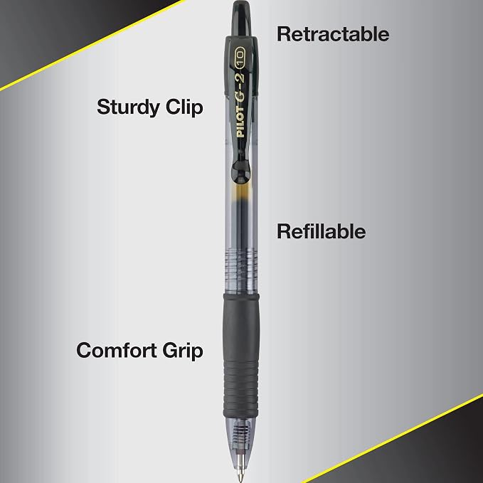 PILOT G2 Premium Refillable and Retractable Rolling Ball Gel Pens, Bold Point, Black Ink, (31254) 4 Count (Pack of 2)