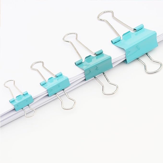 Binder Clip Paper Clamps, Assorted Sizes (Mini, Small, Medium, Large), 100 Pcs Clips for Office School Supplies(Green)