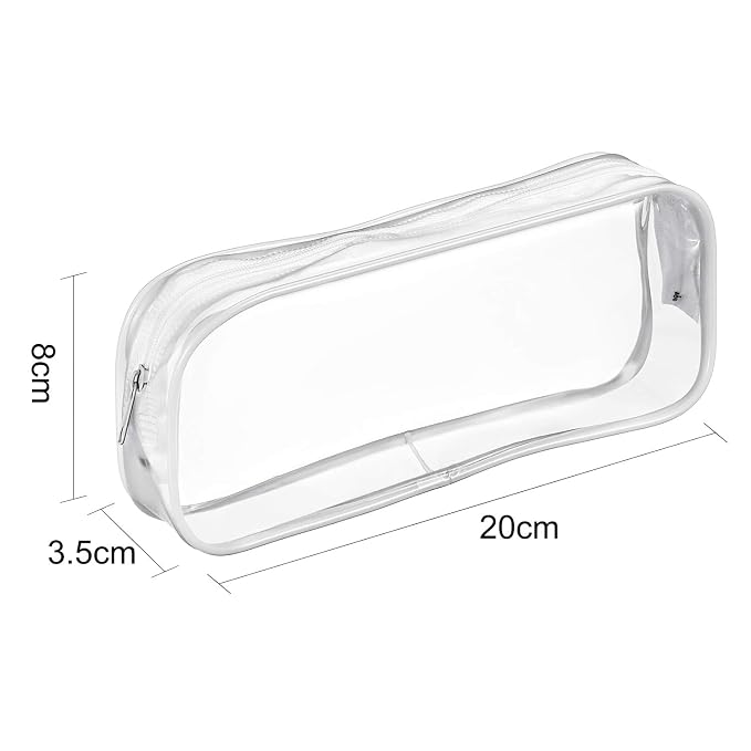 Tatuo 4 Pieces Clear PVC Bags Big Capacity Zipper Pencil Pouch Case Travel Luggage Makeup Cosmetic Bag (White)