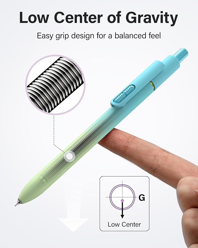 inkipen- 16 Pack Pens, Gel pens Black Ink, Fine Point(0.5mm),Quick-Drying Smooth Writing,School and Office Supplies （colorful）