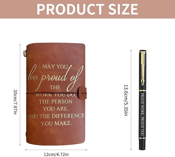 Employee Appreciation Gifts, A6 Leather Journal Notebook and Inspirational Ballpoint Pen Sets, Thank You Gifts Bulk for Coworker Teacher Nurse, Black