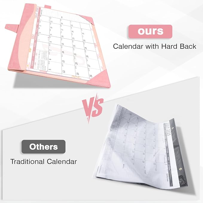 Ospelelf Leather Desk Calendar 2026-2027 Large 12"x17" Monthly Planner Pad with Protective Cover 18 Months Use July 2026 to December 2027 Pink Floral